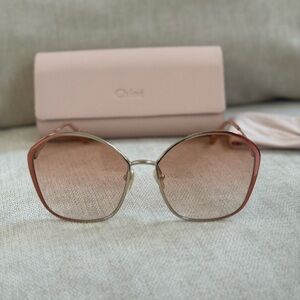 Chloé Pink Gradient Round Oversized Sunglasses